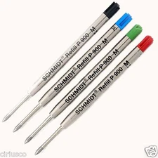 4 Value PACK of Multi Color Med Tip Parker Style Ballpoint Refills by Schmidt  