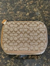 COACH Triple Pill Case Khaki Signature C's with Tan Leather Trim VERY RARE NWOT