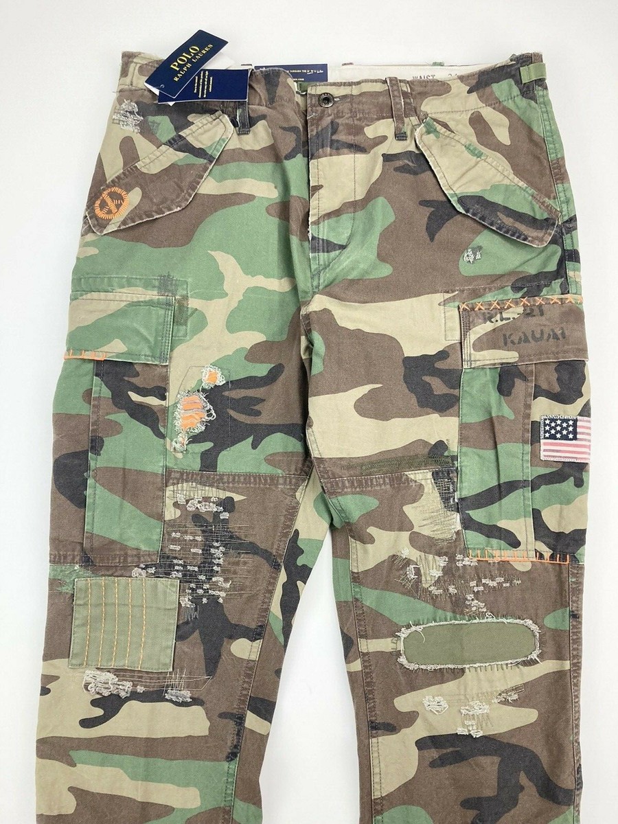34X30 Polo Ralph Lauren Men's Kauai Camo Distressed Cargo Flag