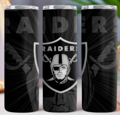 Raiders Las Vegas 20 oz Tumbler 20oz Skinny Cup Mug   Lid w/ Straw