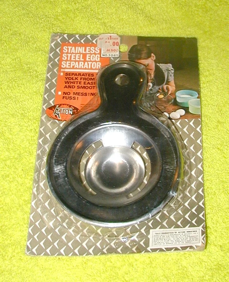 stainless steel egg separator vintage kitchen NOS original package cooking