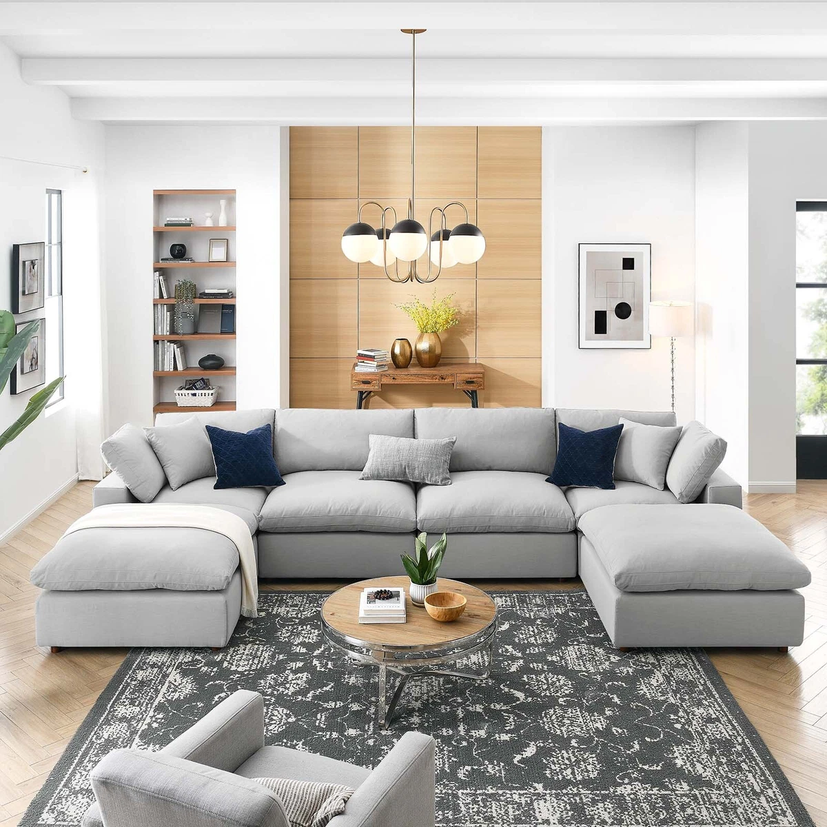 Modway Commix Down Filled Overstuffed 6 Piece Sectional Sofa in