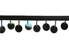 Lily 1-1/2" Pink Blue Fuchsia Gunmetal Round Sequins Glass Bead with 3/8" Ribbon