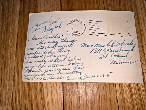1943 MT RANIER & TIPSY LAKE WASHINGTON - RPPC Postcard - Picture 4 of 4