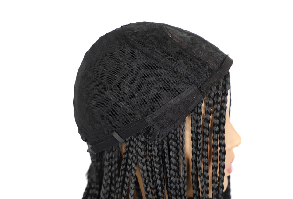 Peluca de bríada sucia larga negra de tres soportes arnés pelucas de cabello de simulación de cuero cabelludo grande Foto 4 de 4