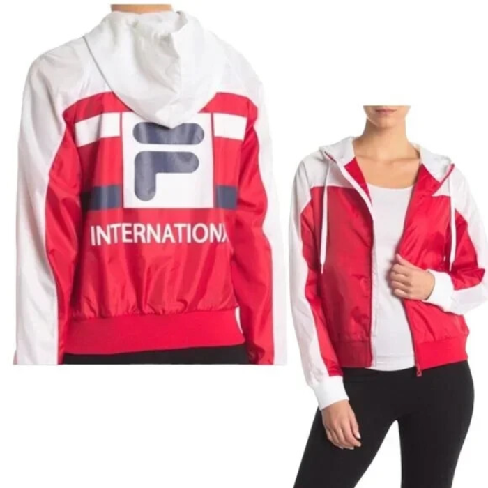 Fila Giacca a Vento Donna Sally Sail Logo Felpa con Cappuccio Full Zip Performance Allenamento L