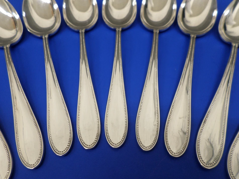 9 - WMF Patent 90 PEARL Glossy Beaded Edge Silverplate Flatware 6 1/8" TEASPOONS - Image 2 of 4