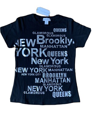 Vintage Cotton T-shirt Glitter New York Boroughs Unisex