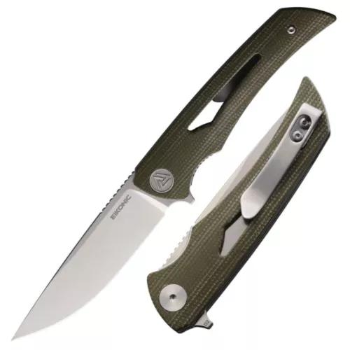 EIKONIC Aperture Folding Knife 3.13" D2 Tool Steel Blade OD Green Micarta Handle