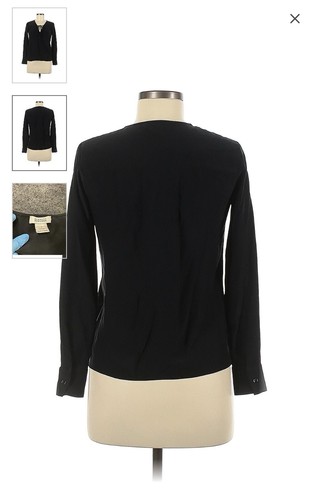 Barneys New York 100% silk black Blouse 0 - Picture 2 of 5