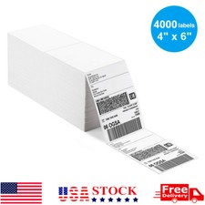 4000 4" x 6" Fanfold Direct Thermal Shipping Labels for Zebra and Rollo Printer