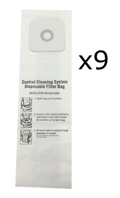 Central Vac Bags for Nutone 6 Gallon CV350, CV352, CV353, CV450, CV653 9-Pack