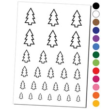 Pine Tree Outline Temporary Tattoo Water Resistant Set