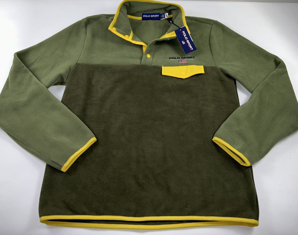 RALPH LAUREN Size S Men's Fleece Pullover Olive POLO SPORT Mock