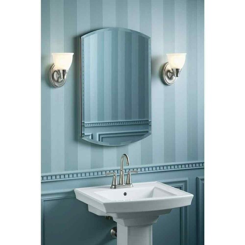Recessed Medicine Cabinet Mirrored Beveled Edges Reversible Swing Door 20" x 31" - Picture 8 of 12