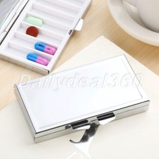 Metal 7Slot Pill Box Medicine Drug Vitamin Capsule Organizer Container Rectangle