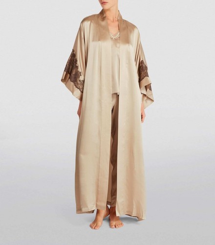 Frauen Seide Bademantel Lange Robe Satin Nachtwäsche Bikini Cover Up Plus Größe - Picture 3 of 19