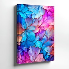 Wall Art Abstract Floral Canvas Print Blue Pink Purple Flower Modern Home Decor