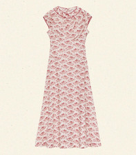 Doen Raphaela Ivory/Red Floral Maxi Long Dress Ruffle Trim XXS