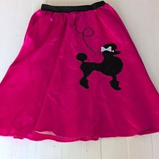 Poodle Skirt Medium Large Hot Pink Satin 1950s Costume Sock Hop Halloween ML