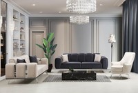 Luxus Couchgarnitur Dreisitzer Sessel Couch Beige Stoffsofa Sofas 3Tlg