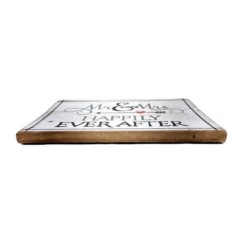 Hochzeitsschild aus Holz - Mr. & Mrs. Happily Ever After - rustikale Deko - Geschenk - USA - Bild 4 von 9