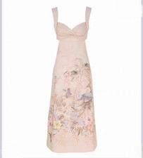 NWT Zimmermann Summer Resort New Floral Open Back Cami Print Midi Dress