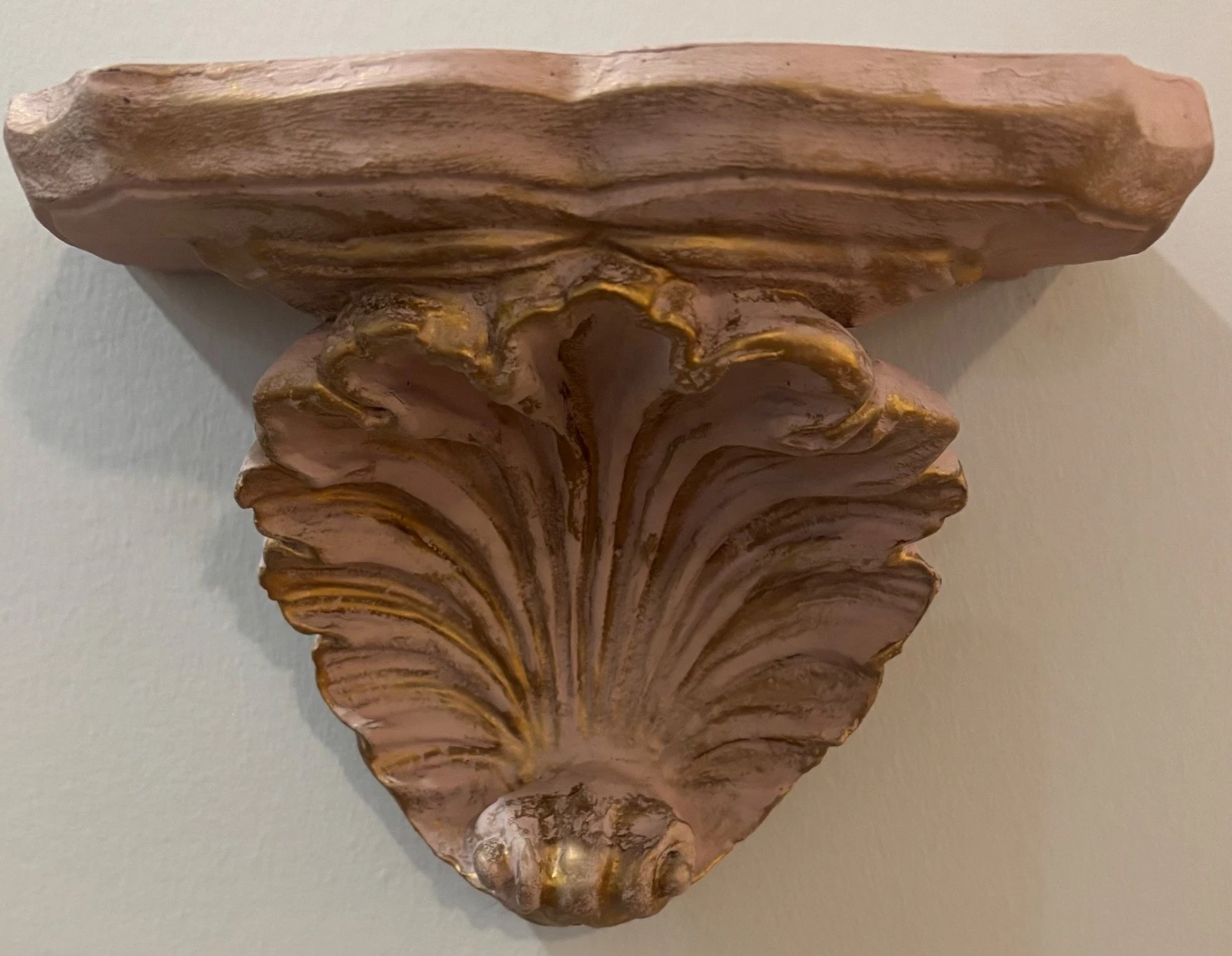 Wall Sconce Shelf Shell Grand Millennial Blush Gold Pair Lot of 2