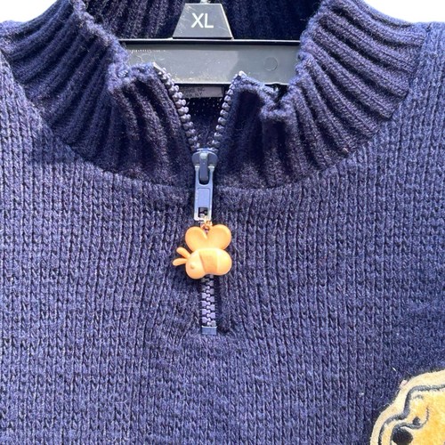 Vtg Winnie the Pooh Knit Sweater Bee Zipper Kids Sz 7/8-Small 90'S Y2K USA Made - Picture 2 of 15
