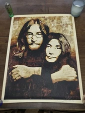 Shepard Fairey JOHN AND YOKO CANVAS  2010 Screenprint. 150/450
