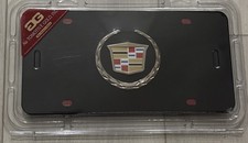 Cadillac Logo Glossy Black Stainless Steel License Plate 3d Raised Logo