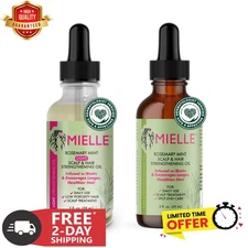 2 MIELLE Rosemary Mint Scalp & Hair Strengthening Oil "Original & Light Set"