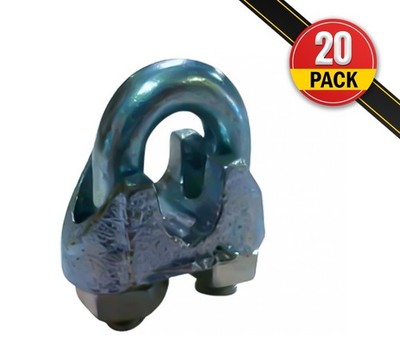 (20 Pack) Malleable Wire Rope Clips 3/16'', Wire Rope Turn Back 5.50''