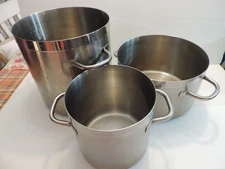 3 VOLLRATH 3101 3104 3203 CENTURION STAINLESS STEEL STOCK POTS USED VERY GOOD
