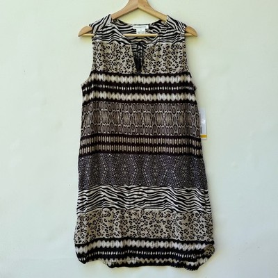 NEW Beach Lunch Lounge Women's Medium Sleeveless Africa Animal Rayon Sun Dress