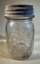 Vintage Ball Perfect Mason Canning Jar - Clear Glass w/ Metal & Porcelain Lid