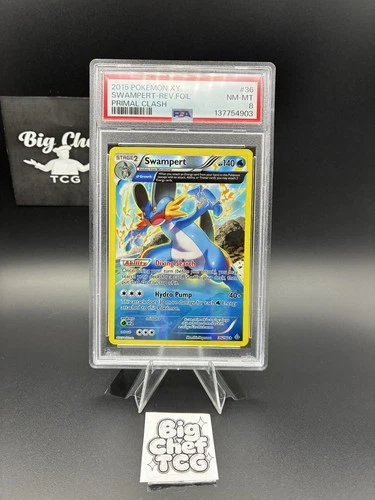 2015 POKEMON XY PRIMAL CLASH #36 SWAMPERT-REV.FOIL PRIMAL CLASH PSA 8