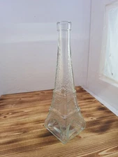Eiffel Tower Glass Bottle Bud Vase Italy Pressed 10.5" Tall