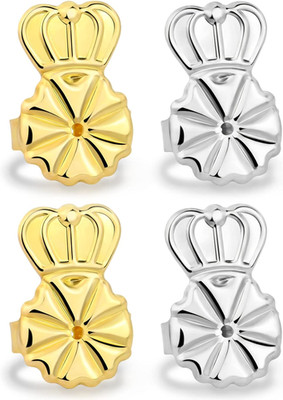 Earring Backs for Droopy Ears, 2 Pairs Adjustable Crown Earring Lifters for Heav