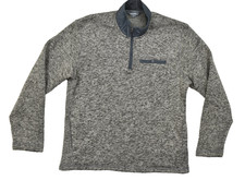 Eddie Bauer Men Size Large Gray Marled 1/4 Zip Fleece Pullover Sweater Mock Neck