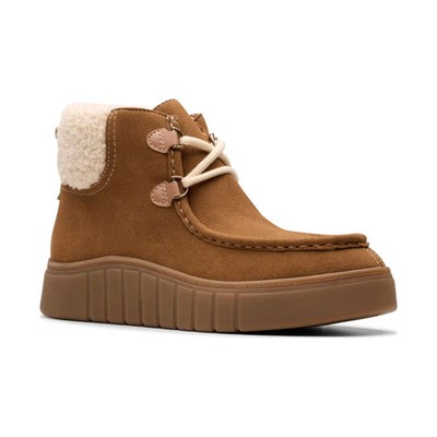 Women's Mykah Izzy Cozy Lace-Up Booties Dark Tan Suede