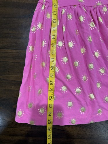 Mini Boden Fun Jersey Dress Tickled Pink Gold Suns Girls 7-8Y Summer Sunshine - Picture 10 of 11