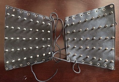 1990 s   Handmade HEAVY Leather Spiked PAIR GAUNTLETS   VTG ~ Biker Goth Punk
