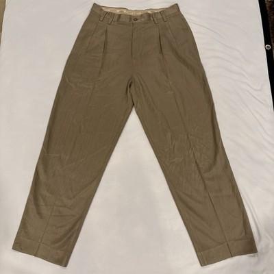 Tommy Bahama St. Pleated trousers Men s Size 33x30 Khaki 100% Silk Island Beach