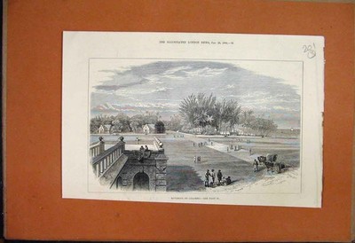 Original alter antiker Druck 1847 Southgate Steeplechase Szene am Bach 19.