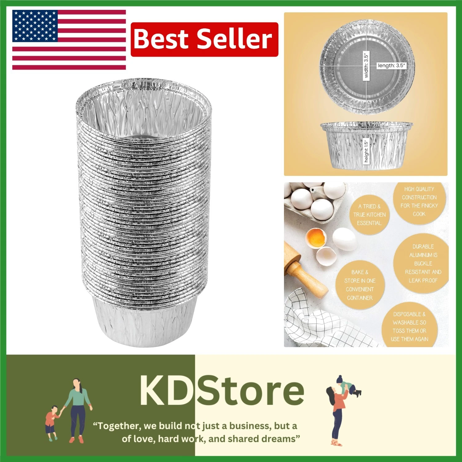 Disposable 3.5" Round Aluminum Muffin Cups Pack of 50 Oven & Freezer Safe