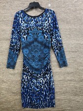 David Meister Sheath Dress Womens Size 8 Blue Multi Ruching Draping USA Made