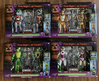 FNAF Jazwares Endo Series Roxanne Wolf, Glamrock Freddy, Monty & Chica Figures