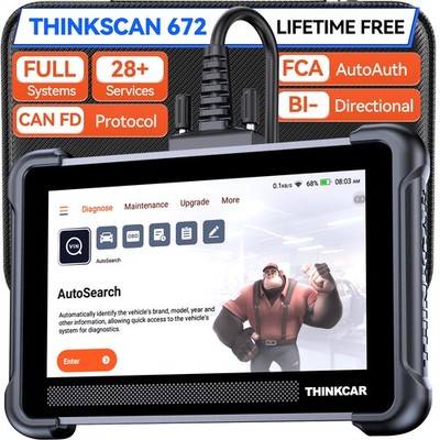 Thinkcar 672 OBD2 Scanner Full System Diagnostic Scan Tool Key IMMO CAN FD FCA