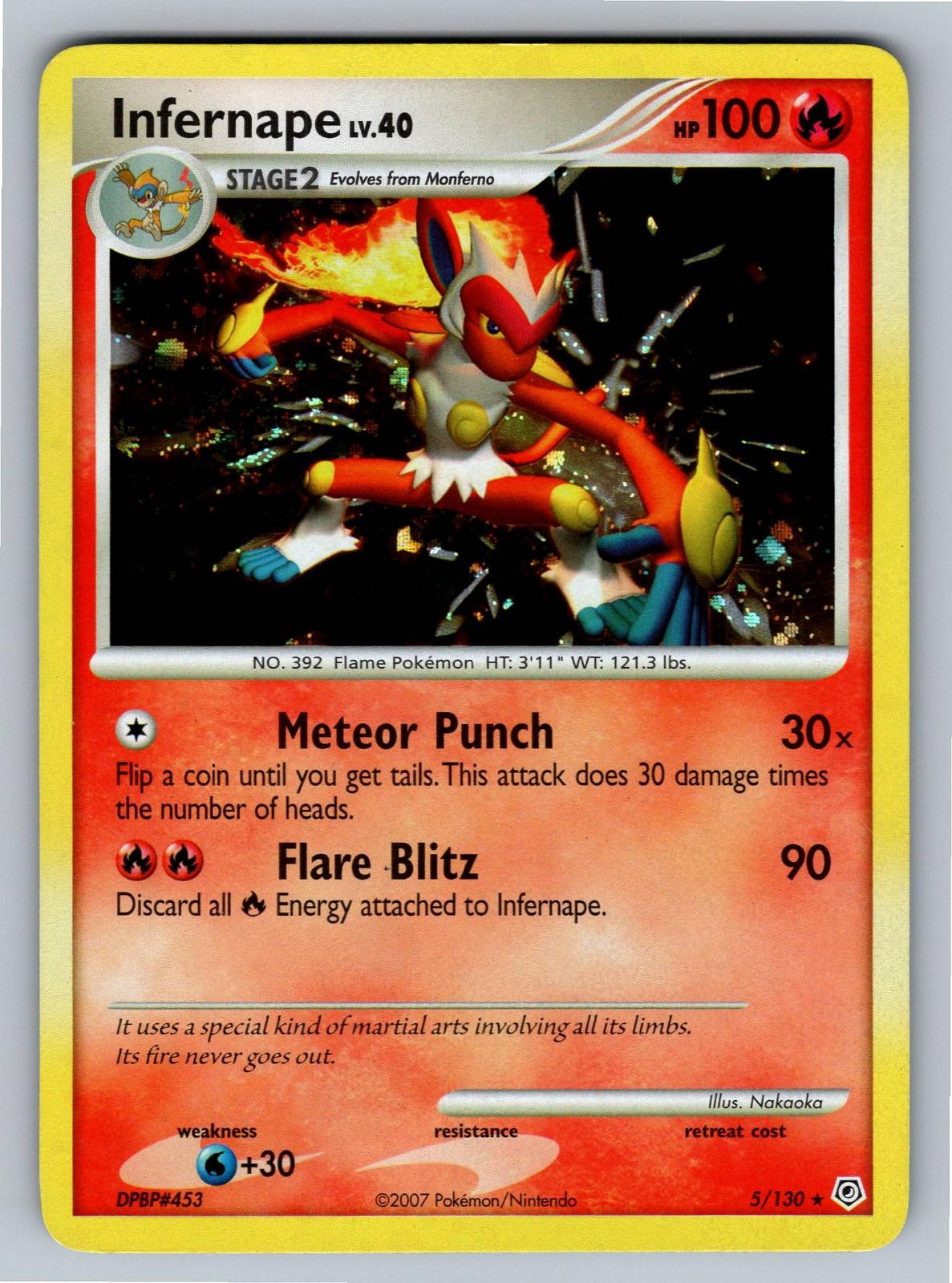 Infernape 5/130 Holo Rare Diamond & Pearl Pokemon Moderately Played